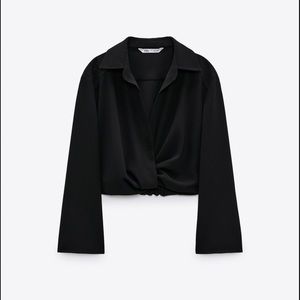 NWT ZARA PLEATED CROP TOP, SIZE M